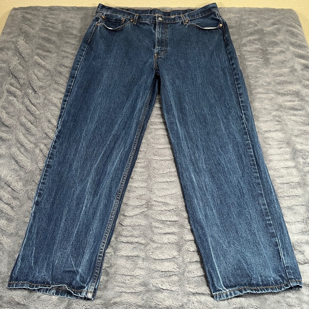 Levis 550 Relaxed Fit Men Jeans 42x32 Dark Wash Blue Denim 100% Cotton 005500216